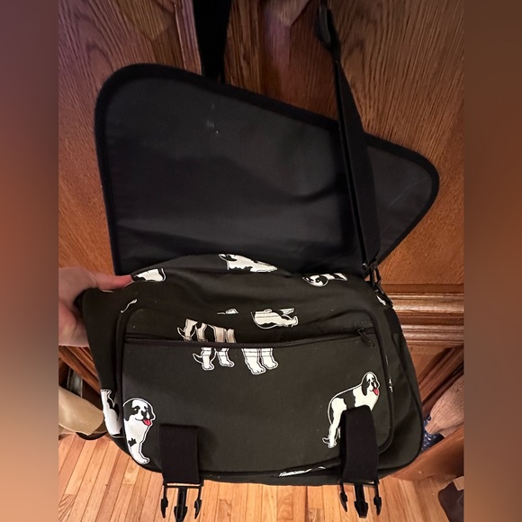 VTG Big Dogs 100% Cotton Canvas Traveler Expandable Messenger Bag Bernard- RARE - Picture 7 of 14